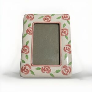 Shabby Chic Romantic Picture Frame With Pink Roses Green Leaves 4x6 Elsa Ink